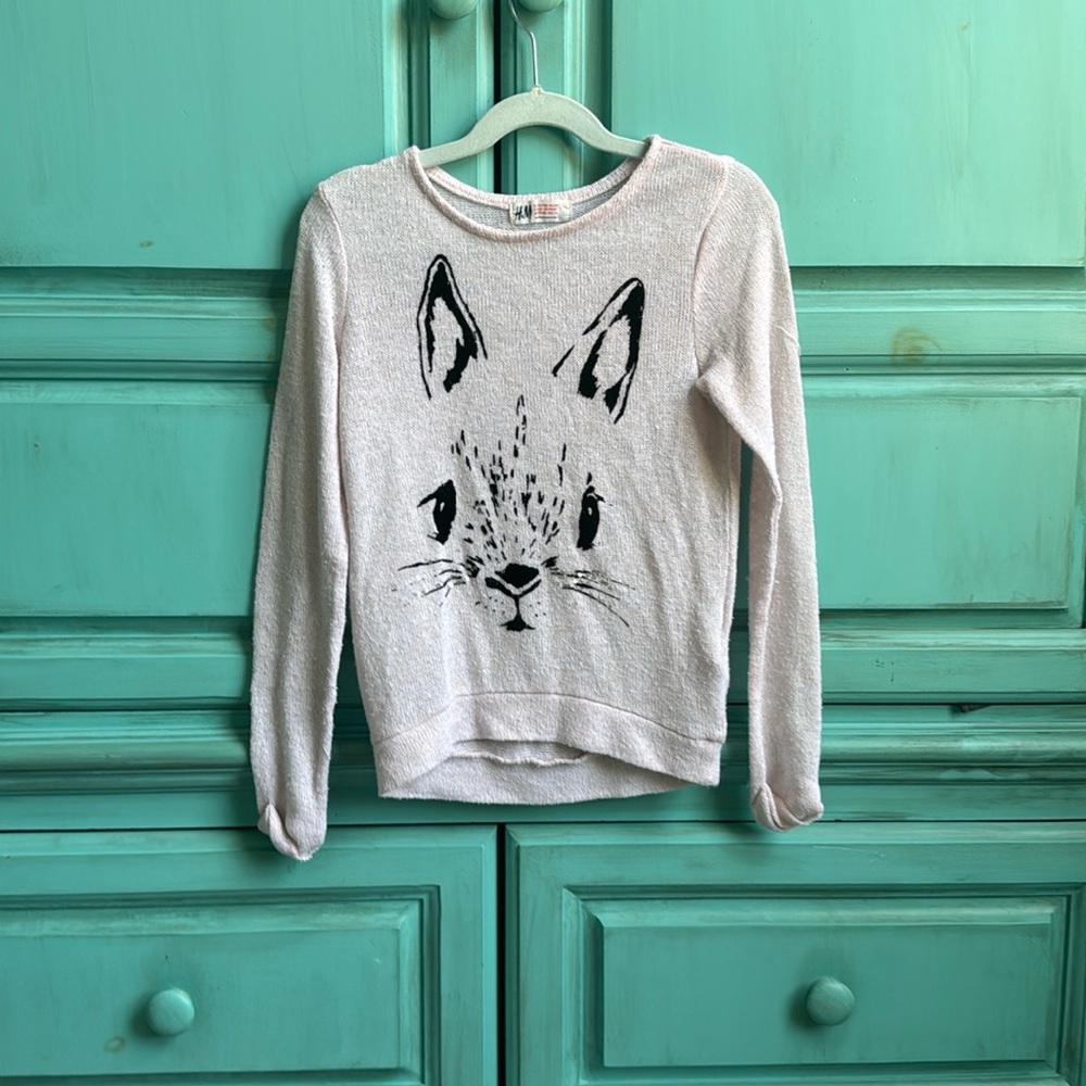 Sweater with a picture of a bunny on it, has sequins